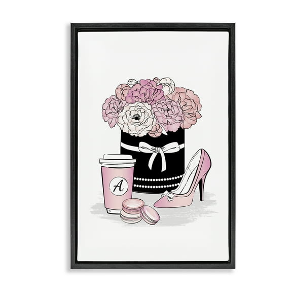 Stupell Industries Pastel Fashion Accessories Botanical & Floral Painting Black Floater Framed Art Print Wall Art, 17 x 25