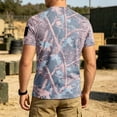 thumbnail image 3 of Homeyce Mens Short Sleeve Camo Shirts Camouflage Button Shirts Lightweight Slim Fit Crew Neck T Shirts Big and Tall Pullover Tees Tops,Pink L, 3 of 5