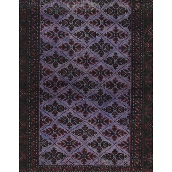 Ahgly Company Machine Washable Indoor Rectangle Abstract Plum Purple Area Rugs, 7' x 10'