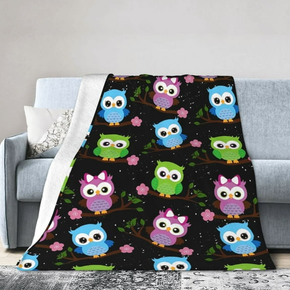 Owl Fall Winter Blanket Gifts For Kids Adults - Lightweight Throw Blanket For Bedroom Living Room Decor Soft Fuzzy Fleece Cozy Plush Bed Couch 50"X40"