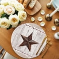 thumbnail image 2 of Farmhouse Round 13 Inch Placemats Set of 4, Rustic Brown Country Star Barn Berry Wooden HeatResistant Non Slip Place Mats for Dining Table, Wipeable Braided Kitchen Table Mats for Housewarming, 2 of 9