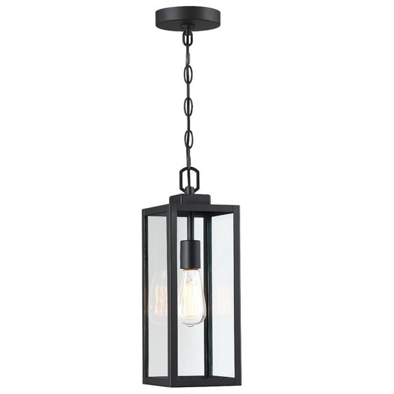 Outdoor Pendant Light, Matte Black Exterior Adjustable Pendant Hanging Lantern