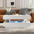 thumbnail image 3 of Lincordor Multi-Functional Lift Top Coffee Table with Storage, 47" Modern LED Illuminated Table with 2 Drawers & Hidden Compartment, for Living Room & Office(White), 3 of 8