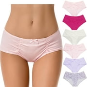 Curve Muse Womens Plus Size 100% Cotton Mid Waist Hipster Panties Underwear-6PK-PACKA-XL