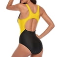 thumbnail image 5 of Sngxgn Swimsuit for Women Bathing Suit Cut Out Cross Back Tie Deep V Neck Ruched High Cut(Yellow,L), 5 of 5