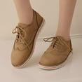 thumbnail image 2 of Tao Tao Women's Flat Heel Shoes Vintage Solid Color Round Toe Lace-Up Platform Shoes Khaki 43, 2 of 9