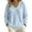 Light Blue, variant on Women's Fall Long Sleeve T Shirts Soft Waffle Knit V Neck Loose Tunic Tops Solid Color Basic Blouses Oversized Casual Layering Tees Gray