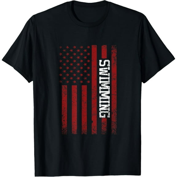 USA Flag American America Swimming Team Swimmer T-Shirt