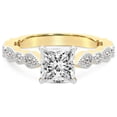 thumbnail image 3 of IGI Certified 2 Carat Princess Shape Lab Grown Diamond Engagement Ring | 14K Yellow Gold | Filippa Milgrain Diamond Ring | FG-VS1-VS2 Quality Friendly Diamonds, 3 of 5