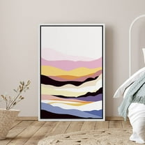 PixonSign Framed Canvas Print Wall Art Pastel Mountain Layers Geometric Shapes Illustrations Mid Century Modern Art Rustic Scenic Relax/Calm Boho Decor for Living Room, Bedroom - 24"x36" White