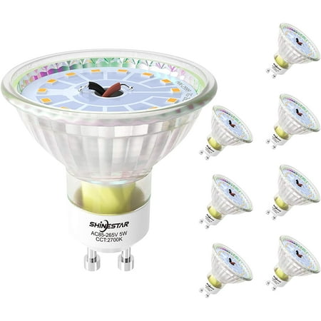 

SHINESTAR 8 Pack MR16 LED Bulbs GU10 Base 5W (50 Watts Equivalent) 2700K Warm White Non Dimmable