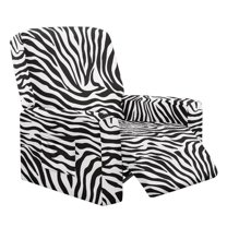 Kuiaobaty Zebra Print Recliner Couch Cover Durable Furniture Protect Cover Elastic Reclining Sofa Slipcover Soft Reclining Slipcover with Side Pocket for Pets Kids