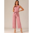 thumbnail image 2 of DARING DIVA Women's Wide Leg Sleeveless Collared Tie Waist Jumpsuit XL Pink, 2 of 6