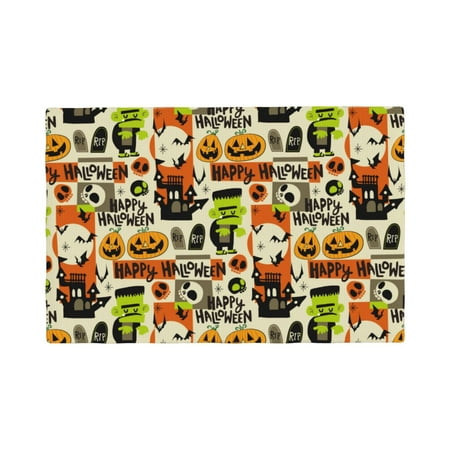 

Placemats Set of 4 halloween pumpkins happy Heat Resistant Non - Slip Place mats Waterproof table mat for Kitchen Dining-4片装