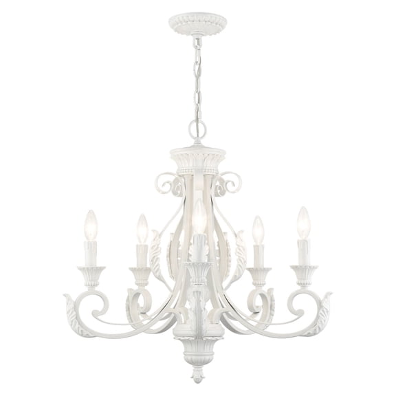 49065-69 Livex Lighting Valencia - 5 Light Chandelier in Contemporary Style - 25 Inches wide by 24 Inches high-Shiny White Finish    -Traditional