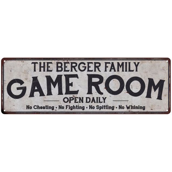 THE BERGER FAMILY Game Room Country Metal 8x24 Sign 108240042544