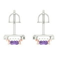 thumbnail image 4 of 2.31 Ct Princess Cut Halo Studs Purple Alexandrite 18K White Rose Solid Solid Gold Everyday Dainty Earrings Screw Back, 4 of 7