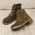 thumbnail image 4 of Willtoo Womens Ankle Boots Round Toe Lace‑Up Combat Booties with Side Zipper Low Block Heel Casual Short Boots for Daily Wear, 4 of 5