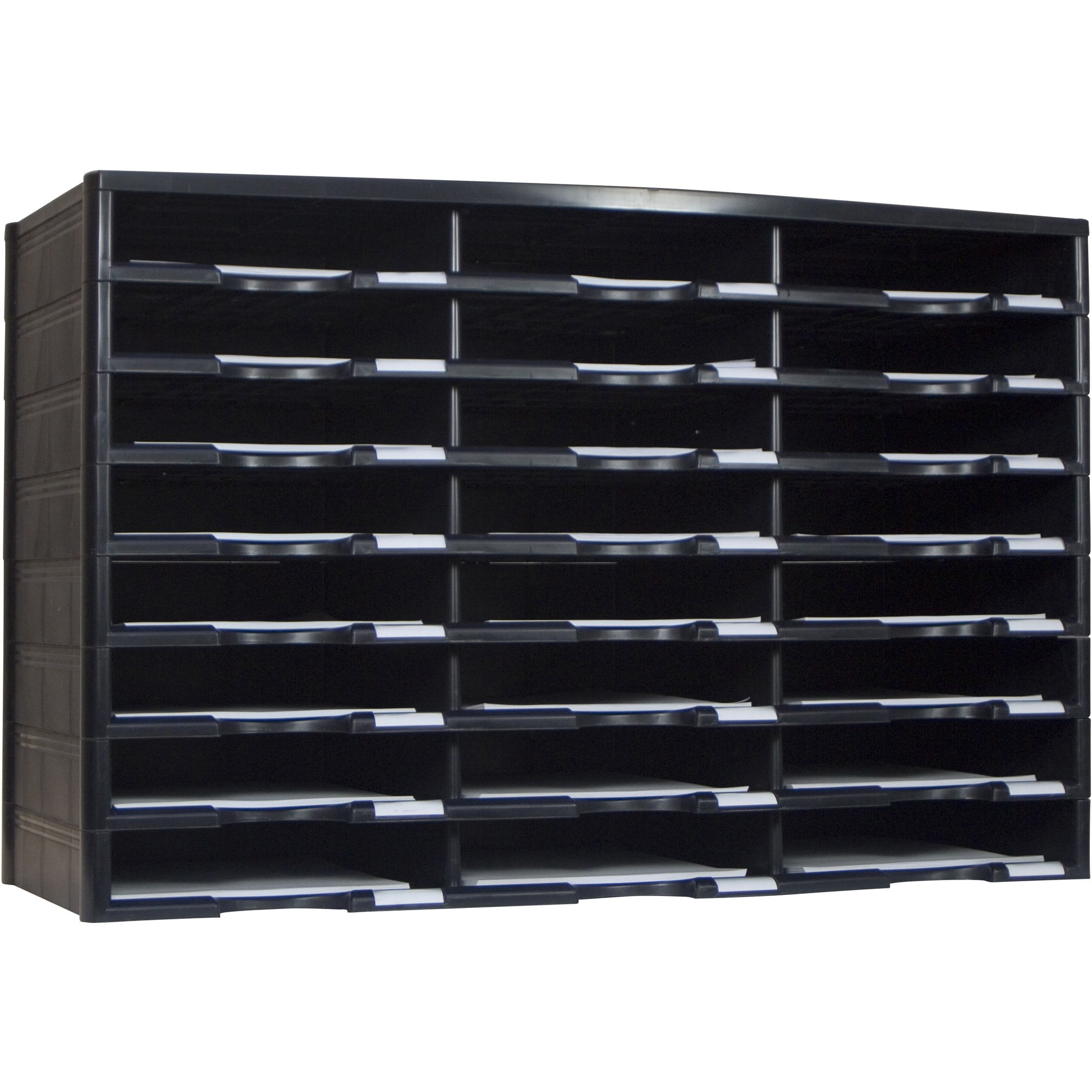 Storex Modular 24-Compartment Literature Organizer, Black