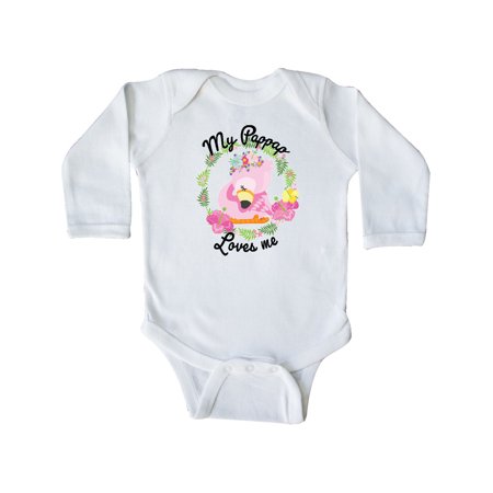 

Inktastic Baby Flamingo My Pappap Loves Me with Flower Wreath Gift Baby Boy or Baby Girl Long Sleeve Bodysuit