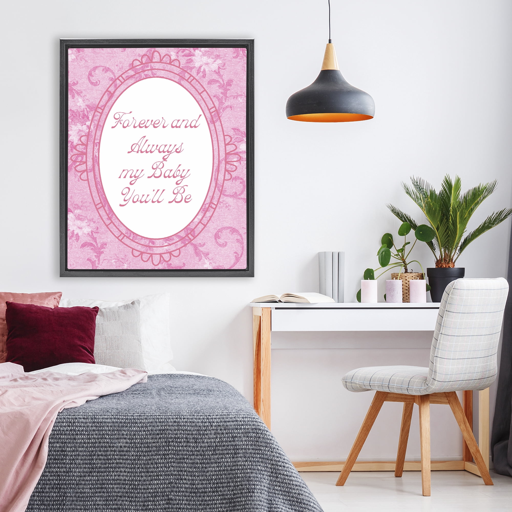 Stupell Industries Forever & Always My Baby Black Framed Floater Canvas Wall Art, design by Lil' Rue
