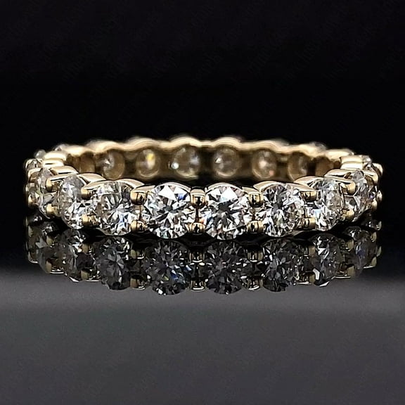 2.00TCW Round Cut Lab Created Diamond Eternity Wedding Band Solid 14K Yellow Gold Plated