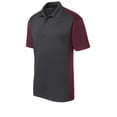 thumbnail image 5 of Sport-Tek Colorblock Micropique Sport Wick Polo-M (Iron Grey/ Maroon), 5 of 6
