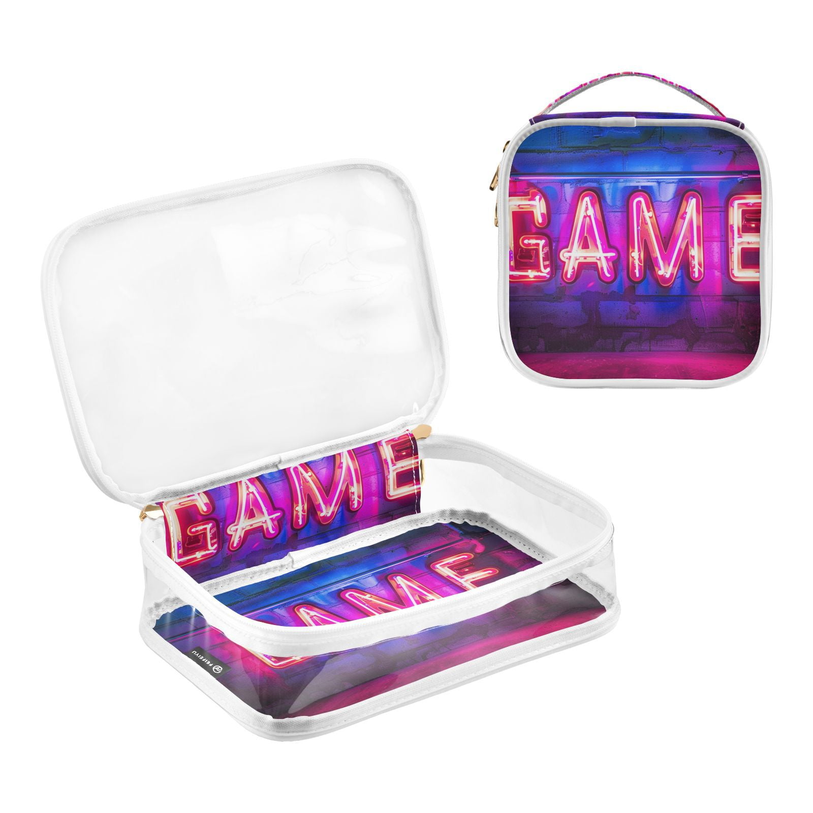 Clear Makeup Bags with Handle Large Opening 2 Pack Set Toiletry Bag Quart Size Bag, for Women Man Traveling Travel Essentials, Toiletries and Other. Game