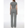 thumbnail image 5 of FEORJGP Women Summer Pants Outfits Ladies Longewear Round Neck T-Shirts Short Sleeve Shirt Solid Color Slim Cropped Tops Drawstring Long Trousers Casual Soft Comfy 2 Pieces Clothes Set, 5 of 6