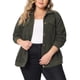 thumbnail image 1 of Chaqueta corta de corduroy verde con cuello de punto y botones para mujer plus GRACE & GRANDEUR 4X, 1 of 1