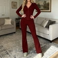 thumbnail image 3 of 2 Piece Tracksuit For Women, Zip-Up Cropped Hooded Jacket, Soft Flared Pants, Fall Slim Fit Casual Lounge Set S-XL, 3 of 6