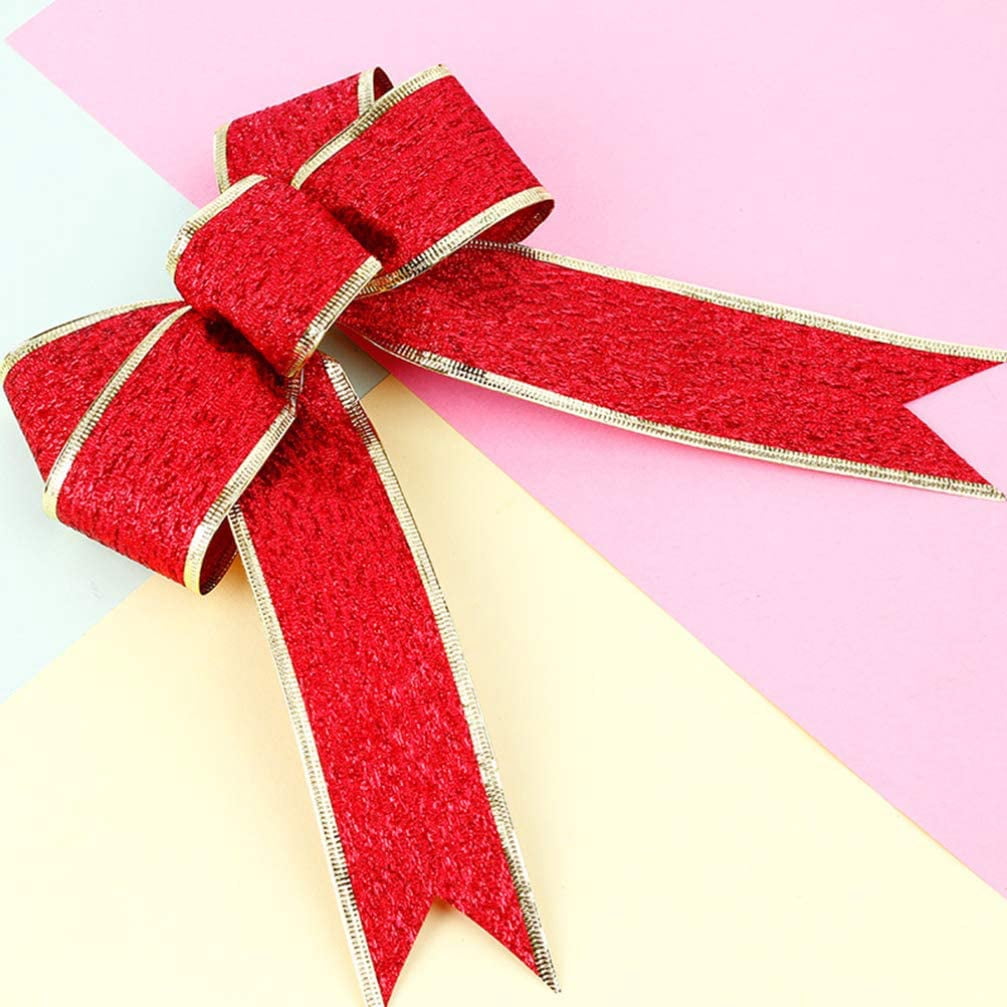 10 Pack Red Velvet Christmas Bows Waterproof Holiday Decorative Bows for Wreath