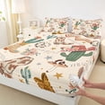 thumbnail image 4 of jejeloiu Beige Cowgirl Western Bed Sheets Kids,Desert Boot Print King Sheets,4 Pieces, 4 of 6