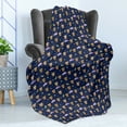 thumbnail image 4 of Cartoon Soft Flannel Fleece Throw Blanket, Owls in an Starry Night and Moon Happy Sleepy and Alert Animals Art, Cozy Plush for Indoor and Outdoor Use, 70" x 90", Indigo and Multicolor, by Ambesonne, 4 of 5
