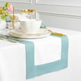 thumbnail image 5 of Linen Table Runner 72 Inches Long - 100% Pure Linen Aqua Blue and White Table Runner 14 x 72 Inch - Contempo, 5 of 5