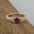thumbnail image 4 of 0.85 Ctw Round Shape Ruby 925 Sterling Silver Solitaire Split Shank Women Engagement Ring, 4 of 7