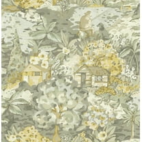 Caroline et Bettina Yellow Grey le Forestier Peel & Stick Wallpaper