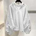 thumbnail image 2 of Xudanell Sweatshirt for Women Sports Inspired Hoodie Womens for Winter Baggy Sleeve Black Hoodie White XXL, 2 of 4