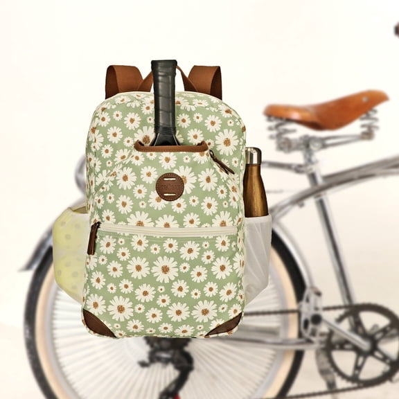 TOURBON Canvas Bike Rear Rack Pannier Pickleball Rackets Bag Multi-Functional Use Backpack