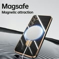 thumbnail image 6 of Designed for Samsung Galaxy S24 FE Case, with 360° Rotatable Magnetic Invisible Stand [Compatible with MagSafe] Gold Plating Edge Soft TPU Shockproof Protective Case for Women Men - Black, 6 of 6