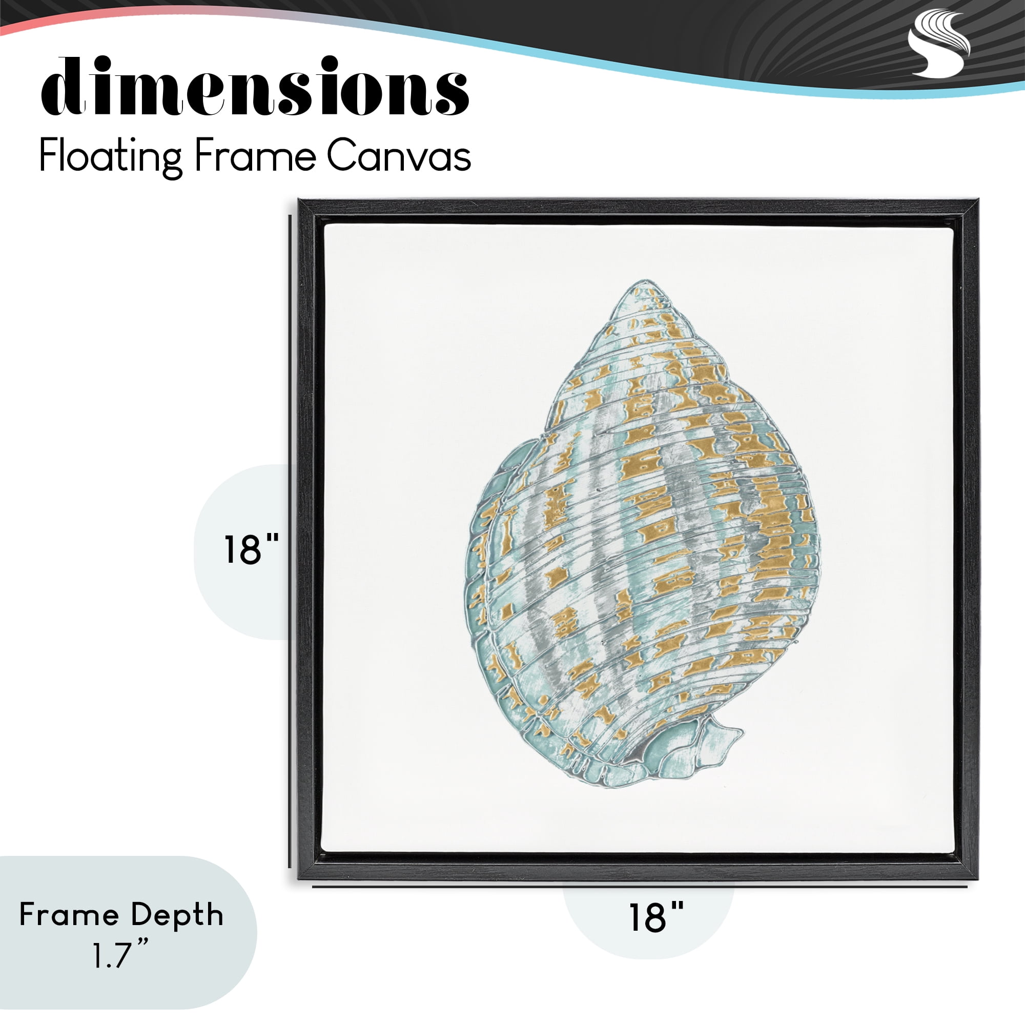 Stupell Industries Regal Shells Spiral Black Framed Floater Canvas Wall Art, design by Lorenzo Collective