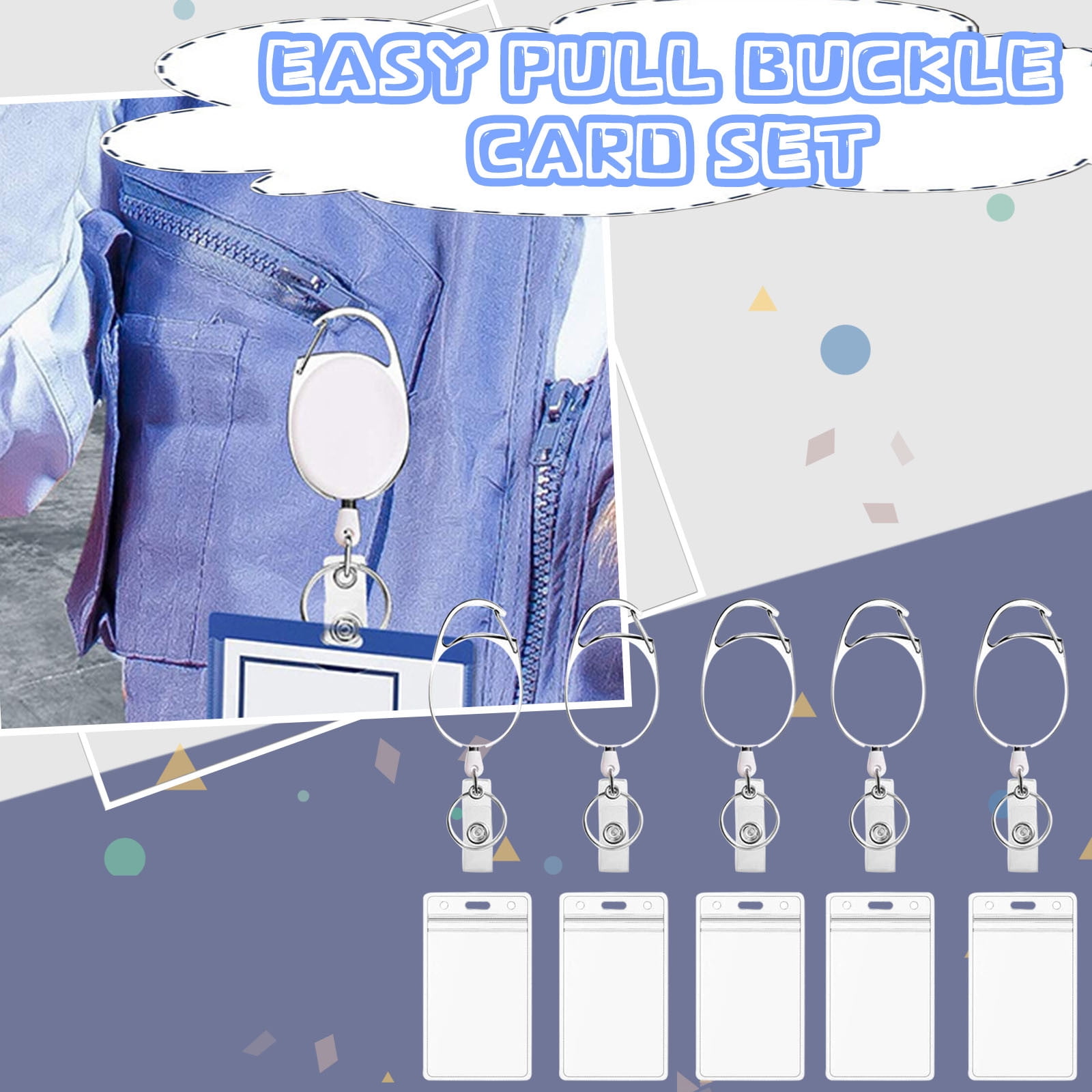 Waterproof Transparent Card Sleeve And Retractable Pull Button Set -  Walmart.com