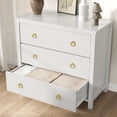 thumbnail image 5 of Chest of Dressers with 3 Drawers, Night Stand with Gold Handles, Large Clothes Storage Cabinet for Bedroom, Nursery, Living Room, Closet, White, 5 of 7