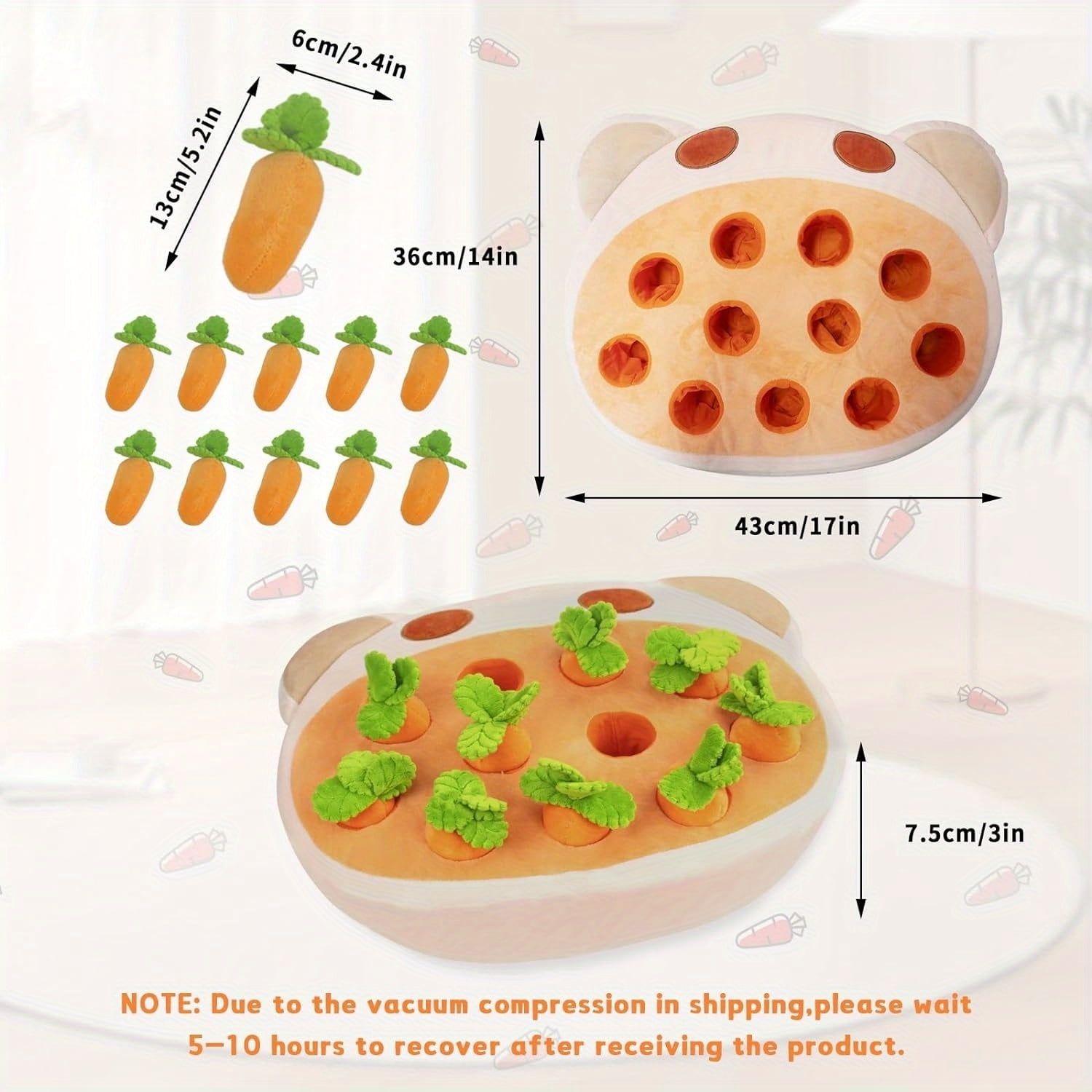 Plush Puzzle Toys for Small Dogs Hide and Seek Squeaky Carrots Dog Toys, Carrot Dog Enrichment Toys Includes 11 Carrots Toys, Pink