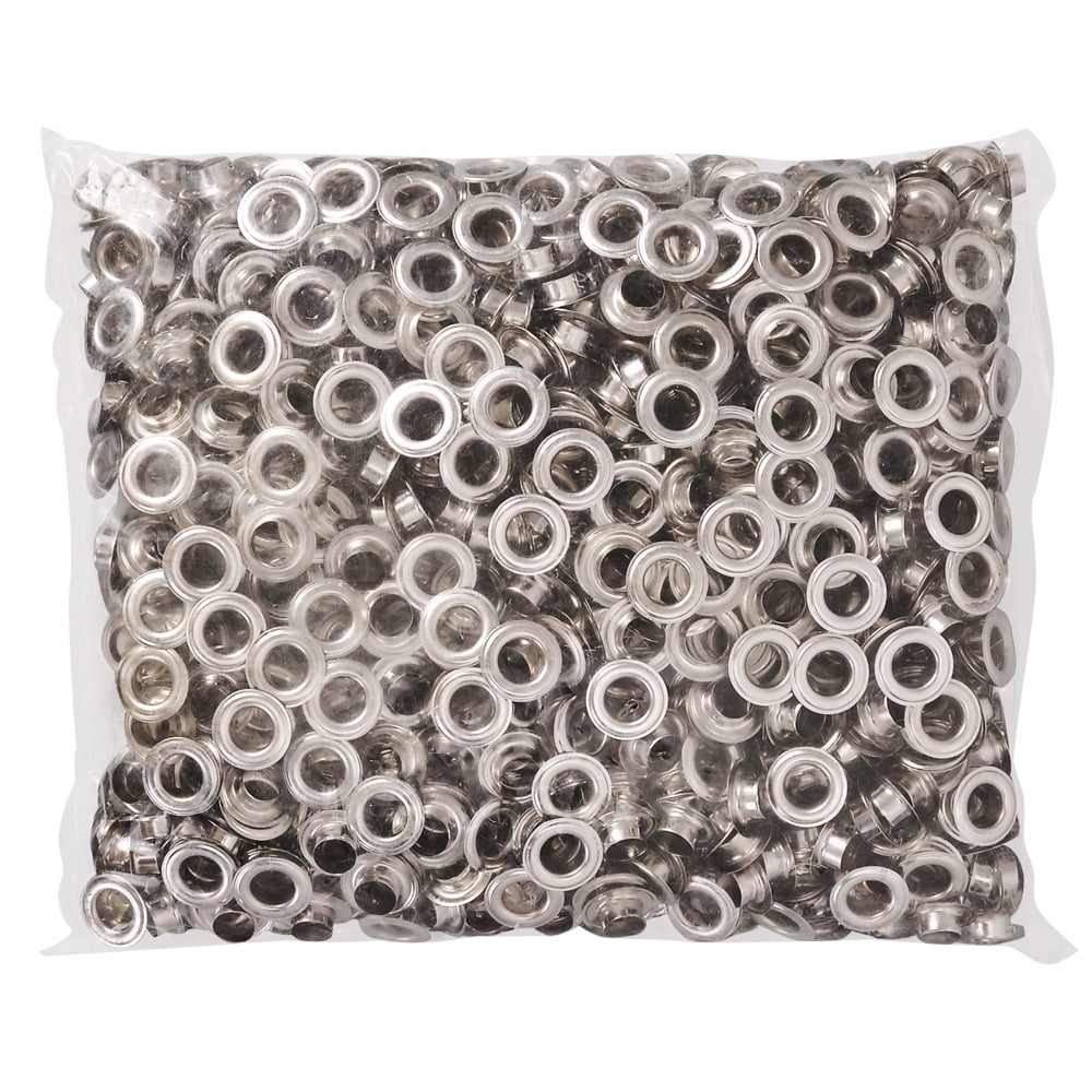 WeChef 1000pcs #2 0.39 inch Grommet 10mm Nickel Finish Eyelets for Semi-Automatic Grommet Machine Poster Curtain Tag Bag