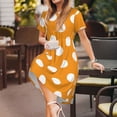 thumbnail image 3 of Fotbe Orange And White Polka Dot Vestido Largo de Moda para Mujer, Vestido Tipo Camiseta con Manga Corta y Estilo Casual a Rayas y Bloques de Color, 3 of 6