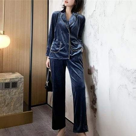 

Pajamas For Women Autumn And Winter Golden Velvet Long Sleeve Trousers Suit Pajamas Womens Pajama Sets Womens Fall Fashion 2022