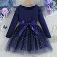 thumbnail image 2 of Staki Girls Long Sleeve Dress Girls Long Sleeve Dress Kids Ruffle Tiered Dress Flowy Dresses(Blue,3-4 Years), 2 of 6