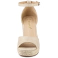 thumbnail image 3 of Alpargatas Plataforma Allegra K Correa en el tobillo Tacón de cuña Sandalias Beige 39, 3 of 6