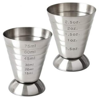 LNKOO Measuring Cup Cocktail Jigger Stainless Steel Graduated Cup for  Liquid or Dry Mini Espresso Shot Glass Up to 2.5oz, 5Tbsp, 75ml, Silver 